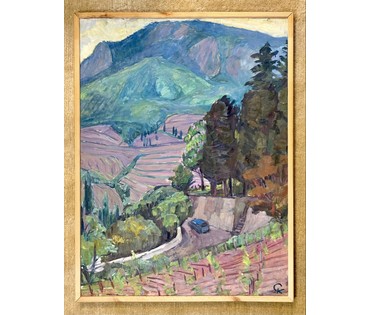 Катков С.П "Дорога в горы", картон, темпера. Размер с рамой 71х93,5 см. № 3955 (артикул №3955) - фото №6