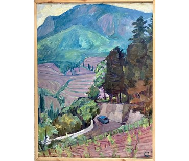 Катков С.П "Дорога в горы", картон, темпера. Размер с рамой 71х93,5 см. № 3955 (артикул №3955) - фото №7