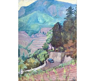 Катков С.П "Дорога в горы", картон, темпера. Размер с рамой 71х93,5 см. № 3955 (артикул №3955) - фото №8