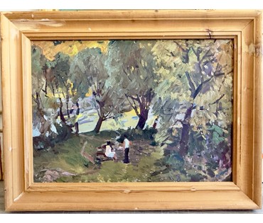 Савельев Ф.В "Ракиты", 1970 год. Картон, масло. Размер 50х70 см. № 3956 (артикул №3956) - фото №2