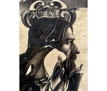 Скрипниченко Г.С. Каталожная работа "Вытокі", 1973г. Смешанная техника. Бумага, тушь. Размер с рамой и паспарту 71х78,5 см. № 3967 (артикул №3967) - фото №2