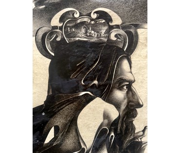 Скрипниченко Г.С. Каталожная работа "Вытокі", 1973г. Смешанная техника. Бумага, тушь. Размер с рамой и паспарту 71х78,5 см. № 3967 (артикул №3967) - фото №3