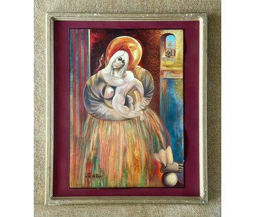 Скрипниченко Г.С. Каталожная работа "Маці", 1967г. Картон, масло. Размер с рамой и паспарту 65х55 см. № 3968 (артикул №3968) - фото №2