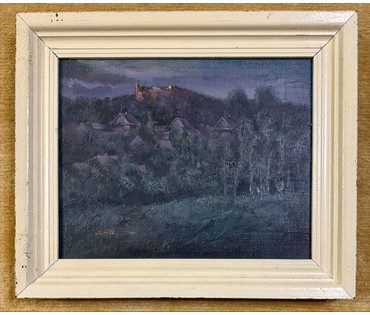 Скрипниченко Г.С. Вариант каталожной работы "Заслаўе", (Прыцемак) 1979-1987 г.г. Холст, масло. Размер с рамой 53,5х63,5 см. № 3972 (артикул №3972) - фото №1