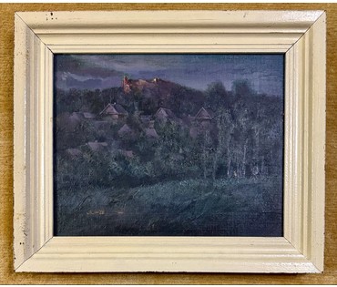 Скрипниченко Г.С. Вариант каталожной работы "Заслаўе", (Прыцемак) 1979-1987 г.г. Холст, масло. Размер с рамой 53,5х63,5 см. № 3972 (артикул №3972) - фото №2