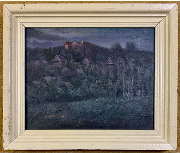 Скрипниченко Г.С. Вариант каталожной работы "Заслаўе", (Прыцемак) 1979-1987 г.г. Холст, масло. Размер с рамой 53,5х63,5 см. № 3972 (артикул №3972) - фото №3