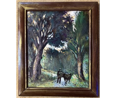 Скрипниченко Г.С "У Васіля Хведаравіча", 2014г. Холст, масло. Размер с рамой 62х52 см. № 3974 (артикул №3974) - фото №1