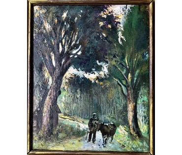 Скрипниченко Г.С "У Васіля Хведаравіча", 2014г. Холст, масло. Размер с рамой 62х52 см. № 3974 (артикул №3974) - фото №4