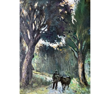 Скрипниченко Г.С "У Васіля Хведаравіча", 2014г. Холст, масло. Размер с рамой 62х52 см. № 3974 (артикул №3974) - фото №5