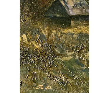 Скрипниченко Г.С "Хутар", 1982г. Картон, масло. Размер с рамой 62,5х45 см. № 3976 (артикул №3976) - фото №3