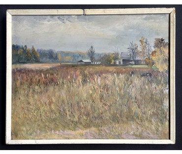 Скрипниченко Г.С "Ля хаты- Белы Бераг", 1989г. ДВП, масло. Размер с рамой 41х51 см. № 3979 (артикул №3979) - фото №1