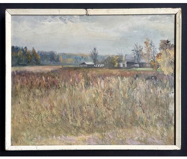 Скрипниченко Г.С "Ля хаты- Белы Бераг", 1989г. ДВП, масло. Размер с рамой 41х51 см. № 3979 (артикул №3979) - фото №3