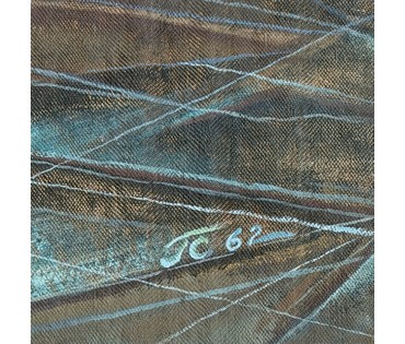 Скрипниченко Г.С "Нафтасховішча", 1962 г. ДВП, масло. Размер с паспарту 40х59 см. № 3981 (артикул №3981) - фото №4