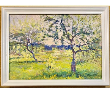 Максимцев К.И "Старый сад цветёт", 1963г. Холст, масло. Размер с родной рамой 108х81 см. № 3982 (артикул №3982) - фото №2