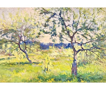 Максимцев К.И "Старый сад цветёт", 1963г. Холст, масло. Размер с родной рамой 108х81 см. № 3982 (артикул №3982) - фото №5