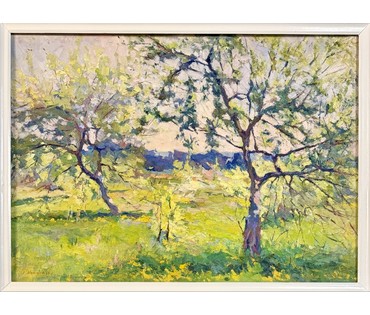 Максимцев К.И "Старый сад цветёт", 1963г. Холст, масло. Размер с родной рамой 108х81 см. № 3982 (артикул №3982) - фото №6