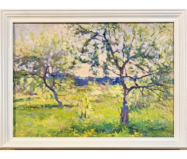 Максимцев К.И "Старый сад цветёт", 1963г. Холст, масло. Размер с родной рамой 108х81 см. № 3982 (артикул №3982) - фото №3