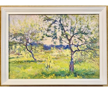 Максимцев К.И "Старый сад цветёт", 1963г. Холст, масло. Размер с родной рамой 108х81 см. № 3982 (артикул №3982) - фото №1