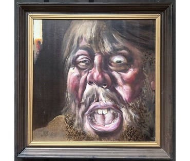 Скрипниченко Г.С. Каталожная работа "Ветэрынарны ўрач" 21 стагодзя Іўеўскі раён", 1989г. Холст, масло. Размер с рамой 72х72 см. № 3983 (артикул №3983) - фото №4