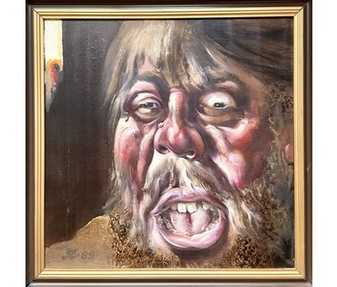 Скрипниченко Г.С. Каталожная работа "Ветэрынарны ўрач" 21 стагодзя Іўеўскі раён", 1989г. Холст, масло. Размер с рамой 72х72 см. № 3983 (артикул №3983) - фото №5