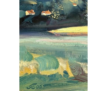 Скрипниченко Г.С. Каталожная работа "Седліца пасля дажджу.Польшча", 2005 г. ДВП, масло. Размер с рамой 69х60 см. № 3986 (артикул №3986) - фото №4