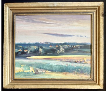 Скрипниченко Г.С. Каталожная работа "Седліца пасля дажджу.Польшча", 2005 г. ДВП, масло. Размер с рамой 69х60 см. № 3986 (артикул №3986) - фото №2