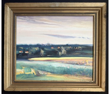 Скрипниченко Г.С. Каталожная работа "Седліца пасля дажджу.Польшча", 2005 г. ДВП, масло. Размер с рамой 69х60 см. № 3986 (артикул №3986) - фото №3