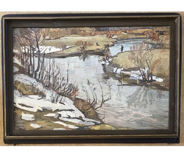 Катков С.П "Последний снег", холст, масло. Размер с рамой 100х68,5 см. № 3991 (артикул №3991) - фото №2