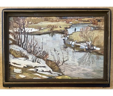 Катков С.П "Последний снег", холст, масло. Размер с рамой 100х68,5 см. № 3991 (артикул №3991) - фото №3