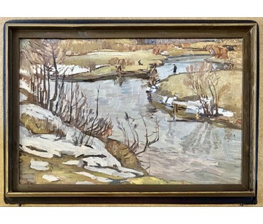 Катков С.П "Последний снег", холст, масло. Размер с рамой 100х68,5 см. № 3991 (артикул №3991) - фото №4