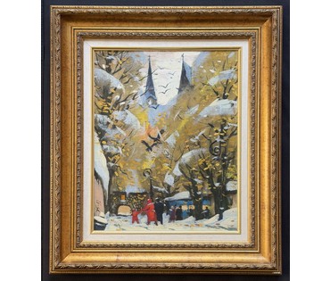 Шкарубо В.Ф. Ранняя работа "Рига", 1992г. Холст, масло. Размер с рамой 50,5х58,5 см. № 3992 (артикул №3992) - фото №2