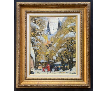 Шкарубо В.Ф. Ранняя работа "Рига", 1992г. Холст, масло. Размер с рамой 50,5х58,5 см. № 3992 (артикул №3992) - фото №3