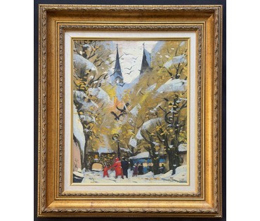 Шкарубо В.Ф. Ранняя работа "Рига", 1992г. Холст, масло. Размер с рамой 50,5х58,5 см. № 3992 (артикул №3992) - фото №4