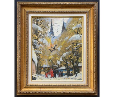 Шкарубо В.Ф. Ранняя работа "Рига", 1992г. Холст, масло. Размер с рамой 50,5х58,5 см. № 3992 (артикул №3992) - фото №5