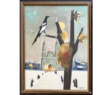 Щемелёв Л.Д "Костёл",1991г. Холст, масло. Размер с родной рамой 86х66 см. № 3995 (артикул №3995) - фото №3