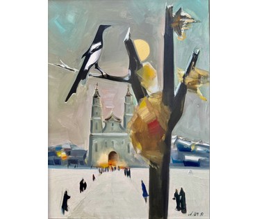 Щемелёв Л.Д "Костёл",1991г. Холст, масло. Размер с родной рамой 86х66 см. № 3995 (артикул №3995) - фото №7