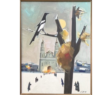 Щемелёв Л.Д "Костёл",1991г. Холст, масло. Размер с родной рамой 86х66 см. № 3995 (артикул №3995) - фото №6