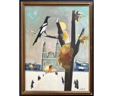 Щемелёв Л.Д "Костёл",1991г. Холст, масло. Размер с родной рамой 86х66 см. № 3995 (артикул №3995) - фото №1