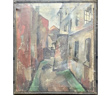 Аксельрод М.М. ? "Старый Минск. Немига?Синагога?",1960-е года. Минская школа. Холст, масло. Размер 70х80 см. № 4003 (артикул №4003) - фото №2
