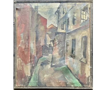 Аксельрод М.М. ? "Старый Минск. Немига?Синагога?",1960-е года. Минская школа. Холст, масло. Размер 70х80 см. № 4003 (артикул №4003) - фото №3