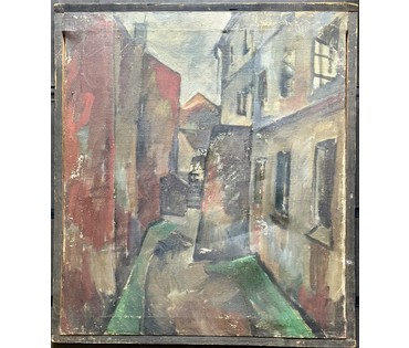 Аксельрод М.М. ? "Старый Минск. Немига?Синагога?",1960-е года. Минская школа. Холст, масло. Размер 70х80 см. № 4003 (артикул №4003) - фото №4