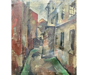 Аксельрод М.М. ? "Старый Минск. Немига?Синагога?",1960-е года. Минская школа. Холст, масло. Размер 70х80 см. № 4003 (артикул №4003) - фото №5