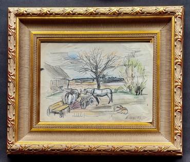 Щемелёв Л.Д. Рисунок. Бумага, цветной карандаш. Размер 21х30 см. Без рамы. № 4011 (артикул №4011) - фото №2