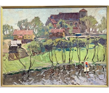 Кубарев В.Г "Пейзаж", картон, масло. Размер с рамой 64х80 см. № 4013 (артикул №4013) - фото №3