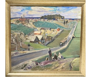 Щемелёв Л. Д "Логойский тракт", 1961 г. Холст, масло. Размер с рамой 107х103,5 см. № 4030 (артикул №4030) - фото №2