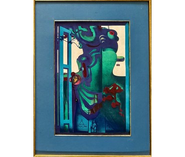 Cкрипниченко Г.С. Каталожная работа "Адчыненые дзверы", 1974 г. Смешанная техника. Размер с рамой и паспарту 75,5х58 см. № 4041 (артикул №4041) - фото №2