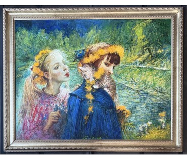 Смоляк А.Н. Каталожная работа "Одуванчики", 2006г. Холст, масло. Размер с рамой 101,5х82 см. № 4046 (артикул №4046) - фото №3