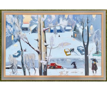 Щемелёв Л.Д "Завулак Якуба Коласа", 2001 г. Холст, масло. Размер с родной рамой 153х103 см. № 4057 Бронь (артикул №4057) - фото №10