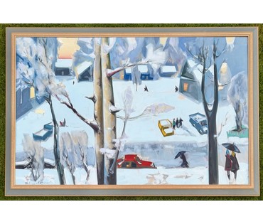 Щемелёв Л.Д "Завулак Якуба Коласа", 2001 г. Холст, масло. Размер с родной рамой 153х103 см. № 4057 Бронь (артикул №4057) - фото №6