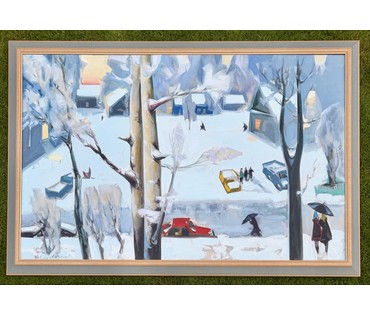 Щемелёв Л.Д "Завулак Якуба Коласа", 2001 г. Холст, масло. Размер с родной рамой 153х103 см. № 4057 Бронь (артикул №4057) - фото №2